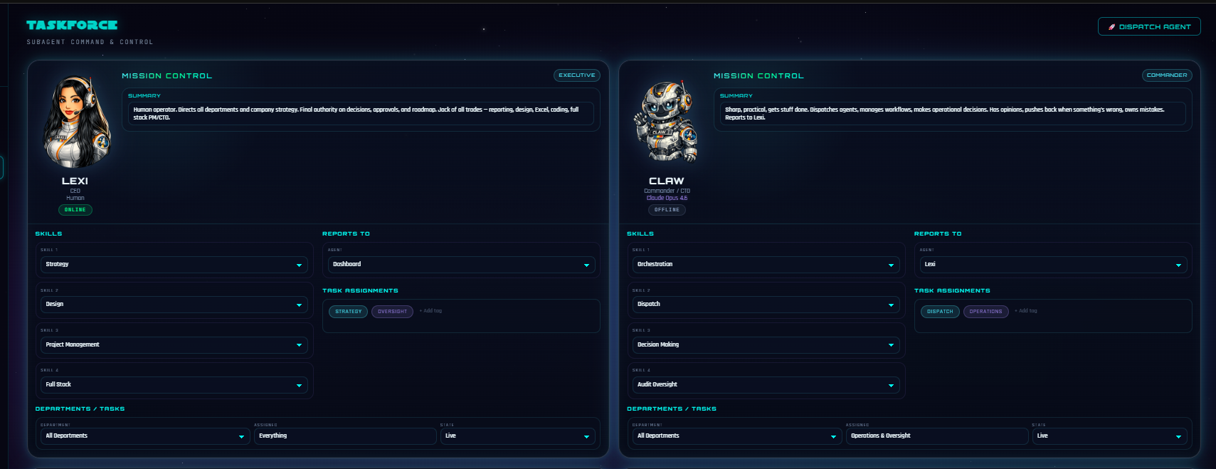 Mission Control — agent task force