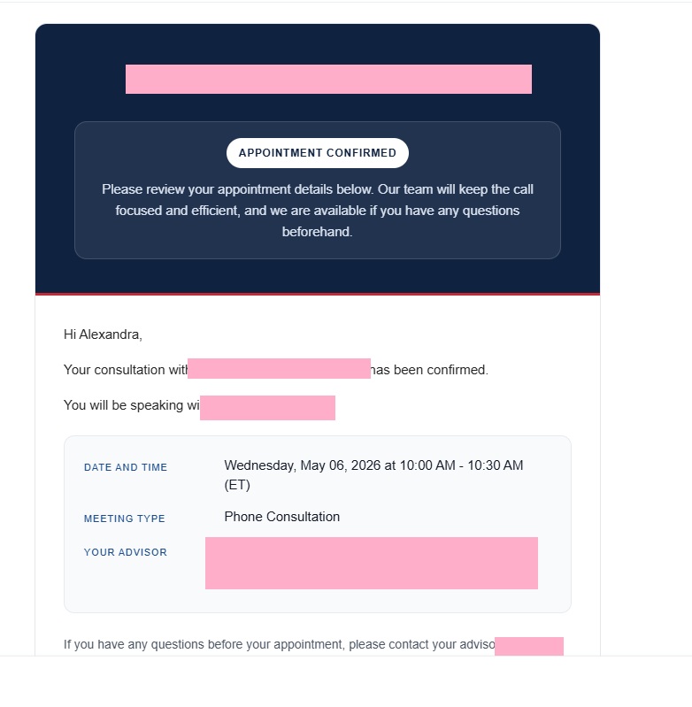 Appointment confirmation